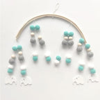 Baby Nordic Wooden Beads Wind Chimes with Wool Balls Nursery Mobile Crib Bed Bell Baby Bedroom Ceiling Wooden Beads Wind Chime Hanging Newborn Baby Bed Hanging Wind-bell Crib Tent Kids Room Decorations Ornaments