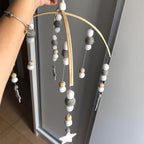 Baby Nordic Wooden Beads Wind Chimes with Wool Balls Nursery Mobile Crib Bed Bell Baby Bedroom Ceiling Wooden Beads Wind Chime Hanging Newborn Baby Bed Hanging Wind-bell Crib Tent Kids Room Decorations Ornaments