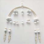 Baby Nordic Wooden Beads Wind Chimes with Wool Balls Nursery Mobile Crib Bed Bell Baby Bedroom Ceiling Wooden Beads Wind Chime Hanging Newborn Baby Bed Hanging Wind-bell Crib Tent Kids Room Decorations Ornaments