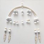 Baby Nordic Wooden Beads Wind Chimes with Wool Balls Nursery Mobile Crib Bed Bell Baby Bedroom Ceiling Wooden Beads Wind Chime Hanging Newborn Baby Bed Hanging Wind-bell Crib Tent Kids Room Decorations Ornaments