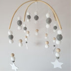Baby Nordic Wooden Beads Wind Chimes with Wool Balls Nursery Mobile Crib Bed Bell Baby Bedroom Ceiling Wooden Beads Wind Chime Hanging Newborn Baby Bed Hanging Wind-bell Crib Tent Kids Room Decorations Ornaments