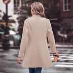Women’s Winter Overcoat — Lapel Collar, Single-Breasted, Long Pea Coat