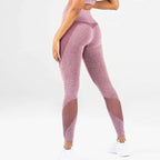 Blue Heathered Mesh Yoga Fitness Leggings