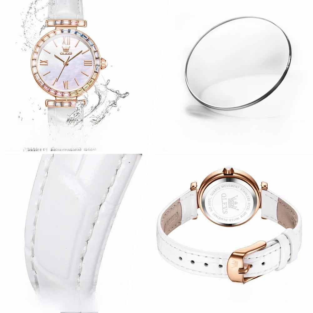 Women's Rose Gold Quartz Watch Petite Leather Strap Dial