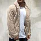 Comfortable Winter Unisex Jacket Fluffy Thick Warm Jacket Long Sleeve Hooded Coat Soft Coat Jacket Warm Casual Button Jacket Elegant Modern Autumn Plush Buttons Closure Thick Men Coat For Outdoor