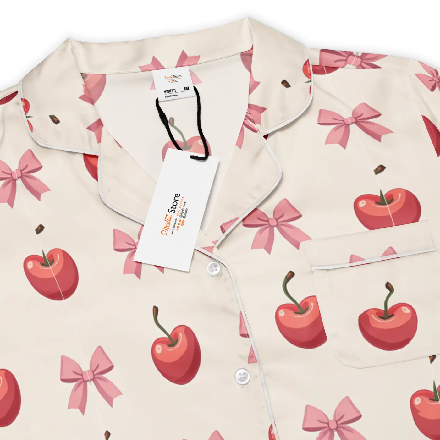 Dipaliz Kawaii Girl Short Sleeve Pajama Satin Comfort Glam