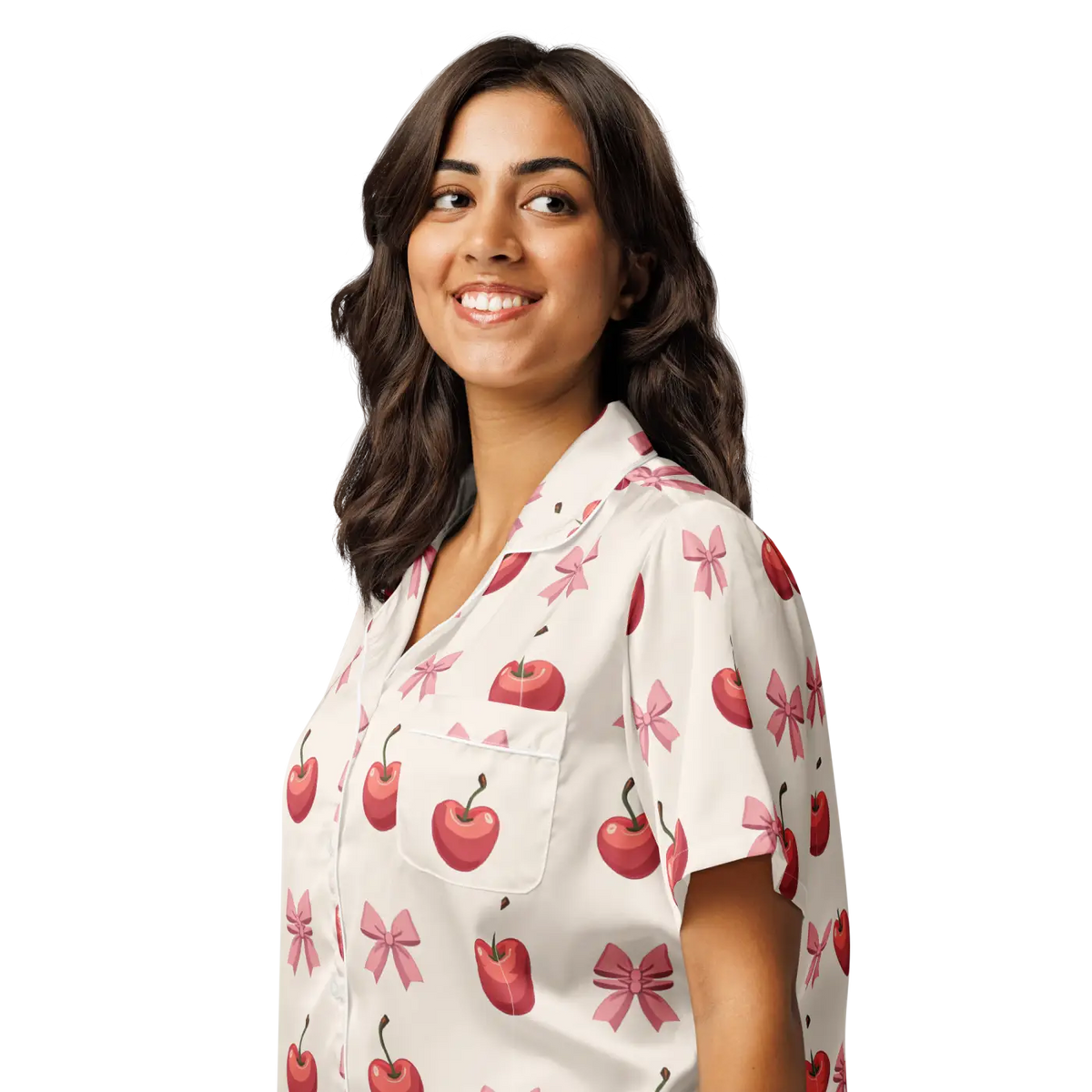 Dipaliz Kawaii Girl Short Sleeve Pajama Satin Comfort Glam
