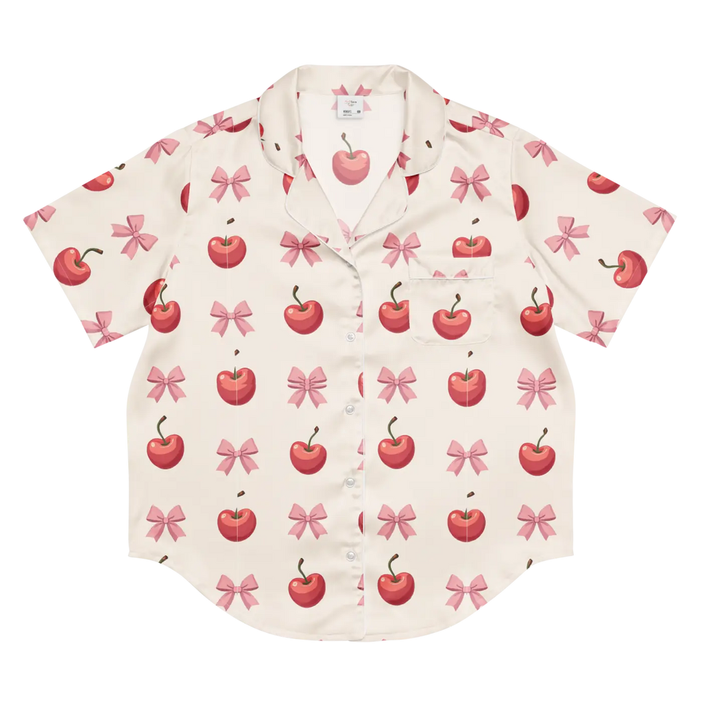 Dipaliz Kawaii Girl Short Sleeve Pajama Satin Comfort Glam