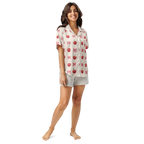Dipaliz Kawaii Girl Short Sleeve Pajama Satin Comfort Glam