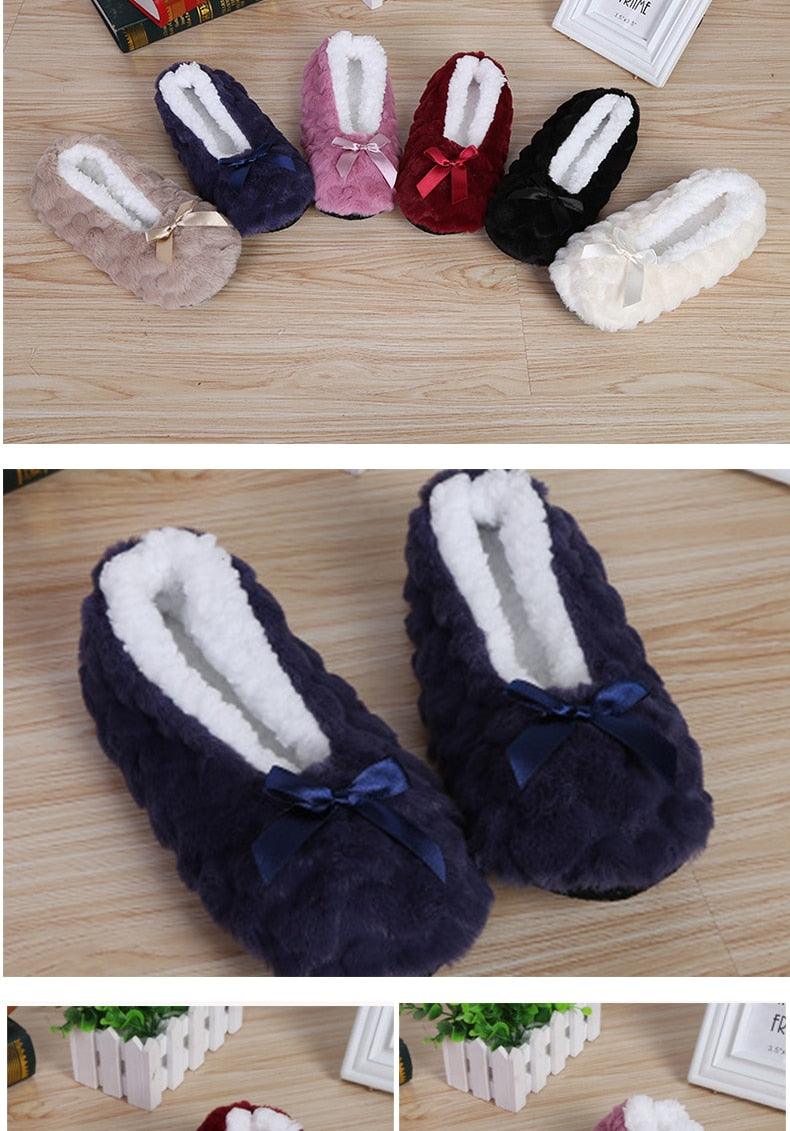 Cute Indoor Home Slippers Warm Soft Plush Slippers Non-Slip Indoor Fur Slippers Solid Color Cute Women Shoes Comfortable Warm Slippers Comfort  Plush Fleece Lined House Shoes