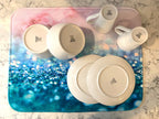 Dish Drying Mat - Print of Beige Bath Towel With Word Bathroom Designer Textures III