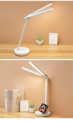 Double Lamp Cap Led Foldable Reading Lamp For Children's Mobile Phone Bracket Desk Study Light Free Shipping Bedroom Table Lamps Decorative Table Lamp Cute Study Lamps for Bedroom Décor