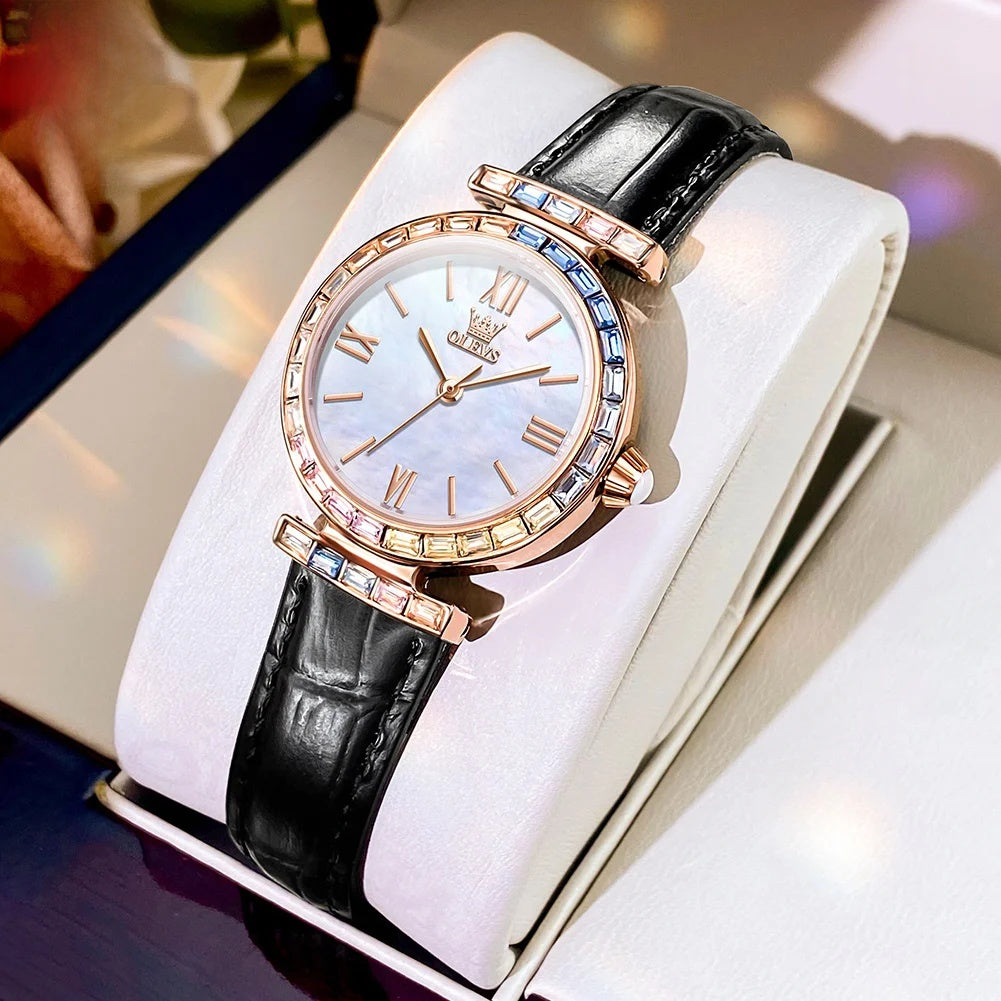 Women's Rose Gold Quartz Watch Petite Leather Strap Dial