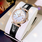 Women's Rose Gold Quartz Watch Petite Leather Strap Dial