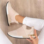 Elegant Green Women Sneakers Slip-On Solid Color Sneakers Sport Mesh Casual Shoes Fashion Autumn Running And Walking Lace-up Breathable Casual Comfortable Walking Sneakers