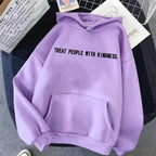Elegant Spring Casual Treat People With Kindness Women/Men Vintage Casual Casual Hoodies with Pockets Letter Print Design and Cute Print Drawstring Hoodies For Men Women Comfortable Unisex Hoodies