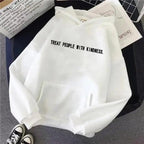 Elegant Spring Casual Treat People With Kindness Women/Men Vintage Casual Casual Hoodies with Pockets Letter Print Design and Cute Print Drawstring Hoodies For Men Women Comfortable Unisex Hoodies