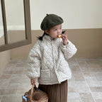 Girls Padded Cotton Clothes Fleece Thickened Floral Kids' Overcoat