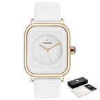 Fashion Women Watches White Leather Minimalist Rectangle Ladies Quartz Dress Wristwatch Fashion Leather Wrist Watch Rectangle Elegant Simple Dial Analog Quartz Dress Watch