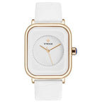 Fashion Women Watches White Leather Minimalist Rectangle Ladies Quartz Dress Wristwatch Fashion Leather Wrist Watch Rectangle Elegant Simple Dial Analog Quartz Dress Watch