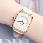 Fashion Women Watches White Leather Minimalist Rectangle Ladies Quartz Dress Wristwatch Fashion Leather Wrist Watch Rectangle Elegant Simple Dial Analog Quartz Dress Watch