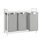 VASAGLE Laundry Hamper Laundry Basket Laundry Sorter with 3 Pull-Out and Removable Bags Shelf Metal Frame 3 x 10 Gallons (38 L) 36.4 x 13 x 28.4 Inches Dove Gray UBLH301W03