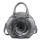 Fashion Handbag Round Grey Croc Flower Bag for Women Stylish Chic Accessory