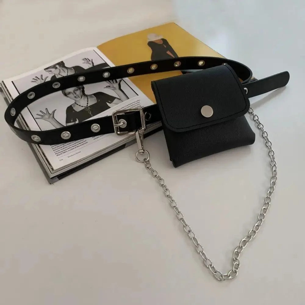 Luxury PU Leather Fanny Pack Simple Women's Belt Bag Small Fanny Pack Handbag With Chain Stylish Travel Waist Bag For Women