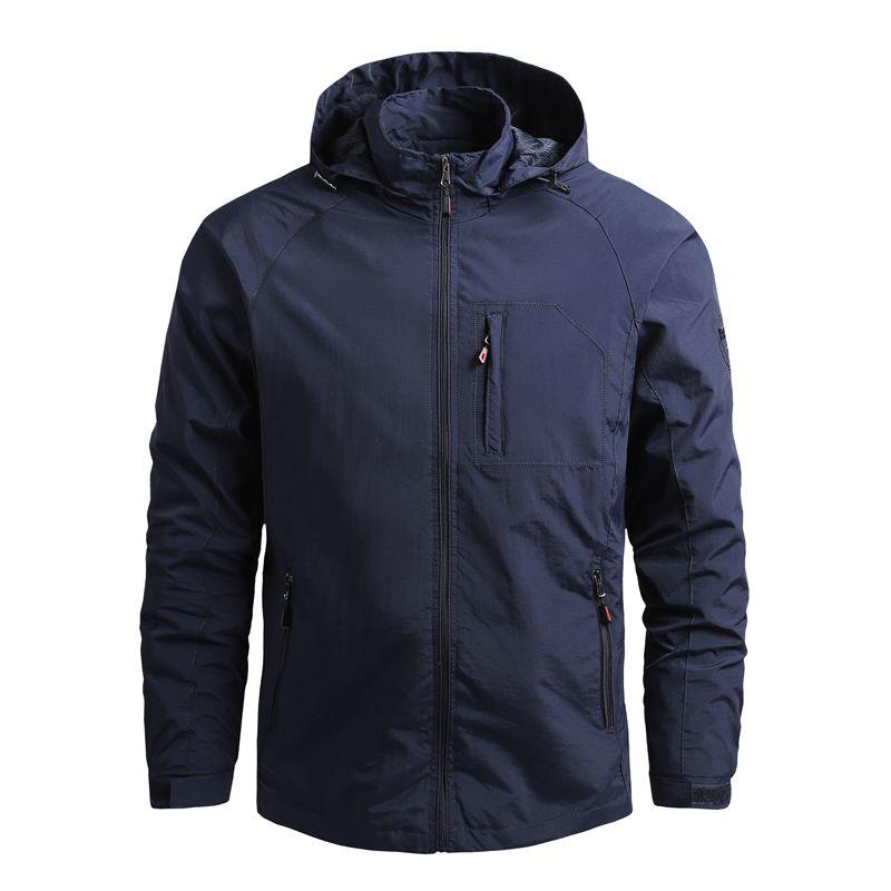Men Outdoor Hiking Jackets Waterproof Hooded Windbreaker Coat Vintage New Fashion Design Hooded Lightweight Jacket For Men Autumn New Casual Jacket Tactical Men Jackets 5XL