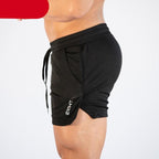 Men's Gym Training Shorts Men Sports Casual Clothing Fitness Workout Running Grid quick-drying compression Shorts Athletics Quick Dry Active Running Bodybuilding Shorts with Pockets
