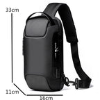 Men's Waterproof USB Oxford Crossbody Bag Anti-theft Shoulder Sling Bag Multifunction Short Travel Messenger Chest Pack For Male