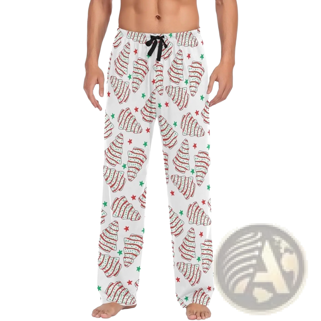 Men's Lightweight Printed Pajama Pants with Drawstring