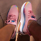 Modern Colorful Cool Sneaker Womens Lace Up Vulcanized Shoes Casual Flat Comfort Walking Running Shoes Light Mesh Tennis Casual Sneakers Fashion Design For Women