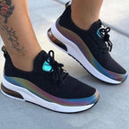 Modern Colorful Cool Sneaker Womens Lace Up Vulcanized Shoes Casual Flat Comfort Walking Running Shoes Light Mesh Tennis Casual Sneakers Fashion Design For Women