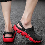 New Mens Summer Slippers Beach Sandals Jelly Shoes Men Outdoor Sandals Hollow Clogs Adjustable Garden Slippers House Shoes Durable Lightweight Beach Clogs