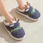 New Thick Sole Christmas Deer Slippers Women Men Indoor Warm Slipper Soft Plush Home Floor Winter Platform Shoes Boys And Girls House Slippers Kids Animal Indoor Slipper Fuzzy Toddler Home Shoes
