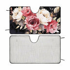 BAHELS Watercolor Black Floral Windshield Sun Shade UV Protector 55x30