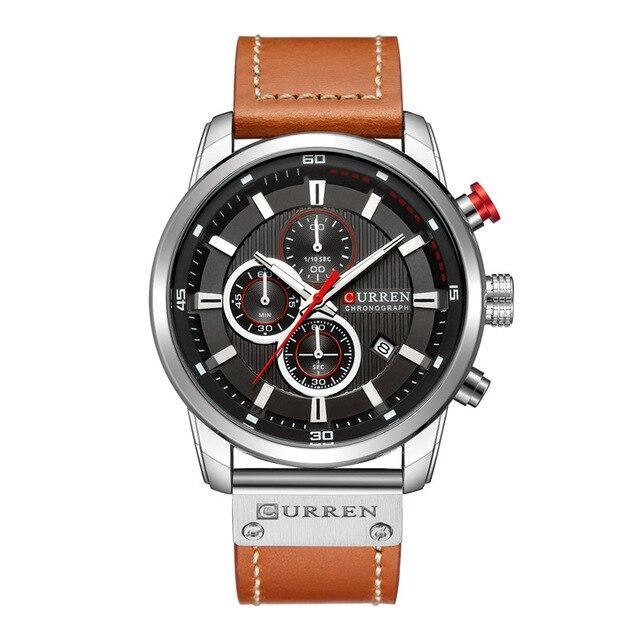 Men's Waterproof Elegant Sport Watch With Chronometers Day View, Leather  Belts And Hardlex Scratch Resistant Glass Perfect Gift For Him
