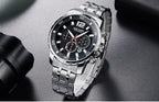 Luxury Men's Gold Business Watches Quartz Analogue Wristwatch Stainless Steel Waterproof Luminous Watch