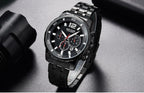 Luxury Men's Gold Business Watches Quartz Analogue Wristwatch Stainless Steel Waterproof Luminous Watch