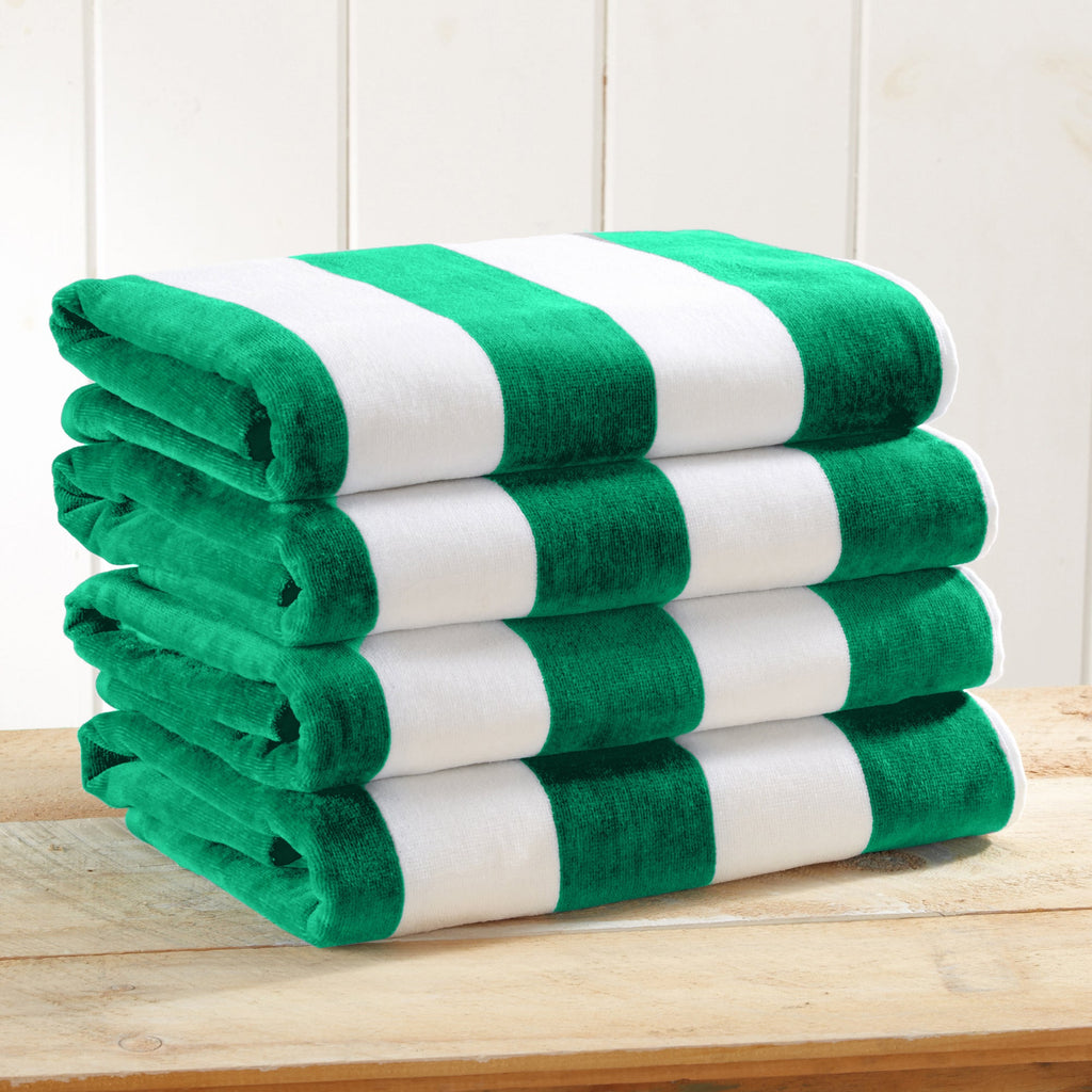 Cotton Velour Cabana Stripe Beach Towel - Novia Collection