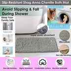 Slip-Resistant Shag Anna Chenille Soft Absorbent Bath Mat Bathroom Rug 17" x 24"