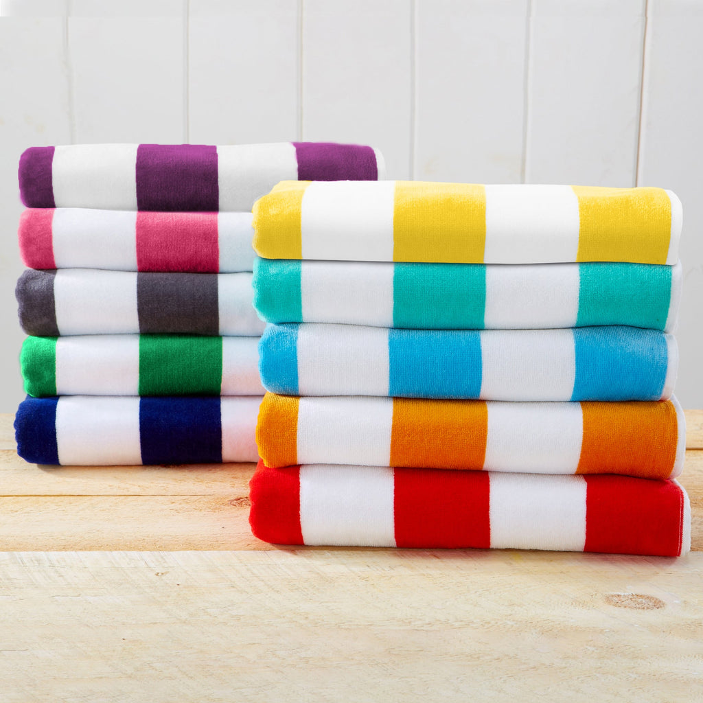 Cotton Velour Cabana Stripe Beach Towel - Novia Collection
