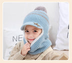 Thick Knitted Acrylic Winter Beanie Hats For Kids Child Outdoor Warm Balaclava Cap Girls Boys Bib Mask Face Cover Hairball Hat  Beanie Cap Mask Scarf Hat Set Outdoor Sport Warm Beanies Hat For Men Knitted Hats Bandana Hiking Camping Kid Neck Warmer Cap