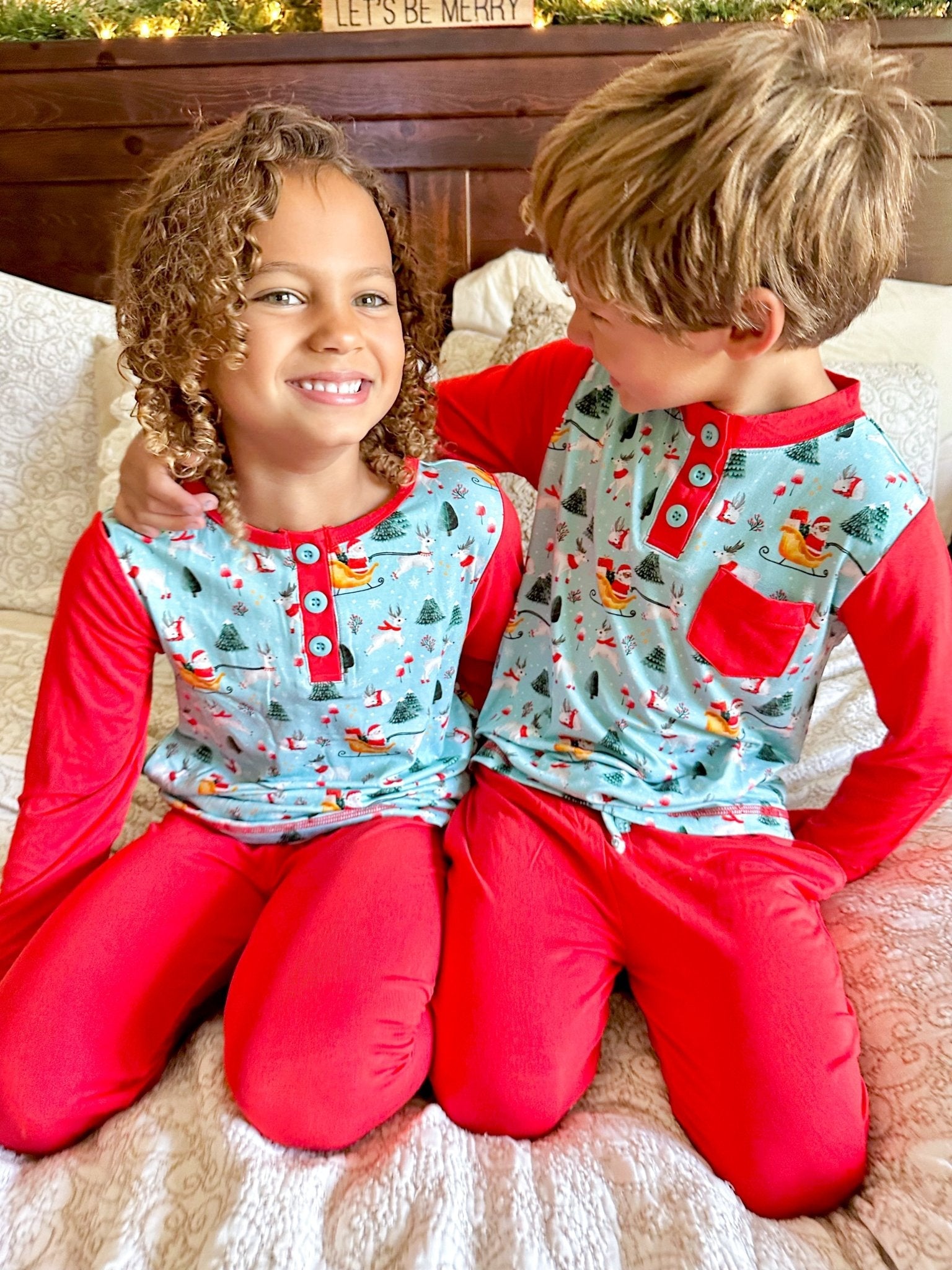 Toddler Girls Light Santa Pajamas