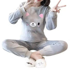 Trendy Pajama Women Thick Flannel Warm Female Winter Pajama Set Long Sleeve Full Trousers Two Piece Pajamas  Cartoon Pajamas Women Pajamas Set Sleepwear Autumn Plus Size Top Long Pant Sleepwear Girls Pajamas