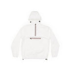 White quarter zip packable rain jacket and windbreaker