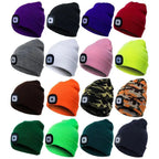 Unisex Fashion LED Light Knitted Hat For Men Women Trendy Elastic Beanie Cap Headlamp Winter Knit Lighted Headlight Headlamp Cap