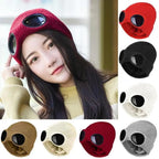 Warm Classic Unisex Wool Knitted Goggles Beanie Comfortable Winter Stylish Hat Outdoor Sports Cap For Men Women New Fashion Multi Function Caps