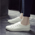 White Summer Womens Sneakers Trainers White Leather Canvas Shoes Tenis Classic Casual Cotton Slip On Canvas Comfortable Walking Flats Sneakers